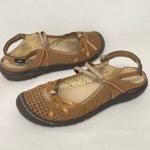 JBU Memory Foam Sandals Womens 11 M Brown Cushioned Comfort Arch Support